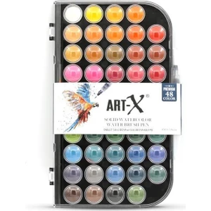Art-X Suluboya Seti 48'li Premium Su Hazneli Fırça Hediyeli