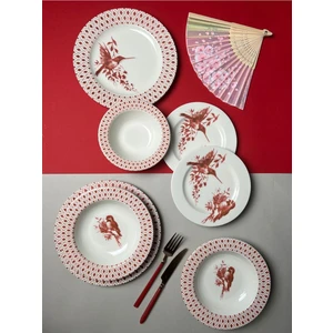 Eca Home Red Bird - Bonsai Yemek Seti 24 Parça