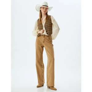 Düz Paça Pantolon Düğmeli Cep Detaylı Pamuklu - Straight Fit Jean