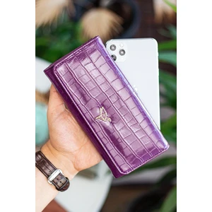 Lady Teknolojik Deri Kroko Desen Bol Kartlıklı Bozuk Para Bölmeli Şık Kadın Cüzdanı