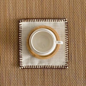 Etamin Işlemelik Sunum Peçetesi - 6 Parça - 15 x 15 cm - Kahve Yanı Sunum Peçetesi - Kokteyl Peçetesi