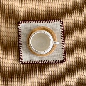 Etamin Işlemelik Sunum Peçetesi - 6 Parça - 15 x 15 cm - Kahve Yanı Sunum Peçetesi - Kokteyl Peçetesi
