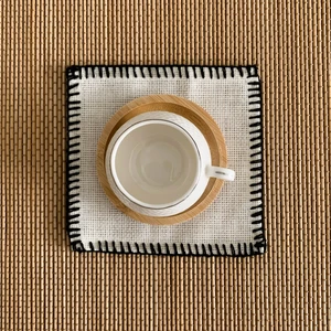 Etamin Işlemelik Sunum Peçetesi - 6 Parça - 15 x 15 cm - Kahve Yanı Sunum Peçetesi - Kokteyl Peçetesi