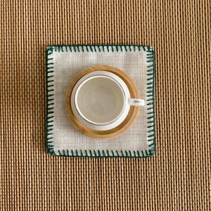 Etamin Işlemelik Sunum Peçetesi - 6 Parça - 15 x 15 cm - Kahve Yanı Sunum Peçetesi - Kokteyl Peçetesi