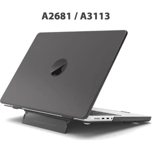 Macbook Air 13.6" M2-M3 Çip 2022/2024 A2681 A3113 Uyumlu Standlı Şeffaf Iz Bırakmayan Koruyucu Kapak