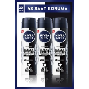 Men Black&white Invisible  Deodorant 150 ml x 3 Adet