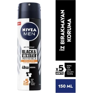 Men Black & Whıte Invısıble Güçlü Etki Erkek Sprey Deodorant 150 ml X3