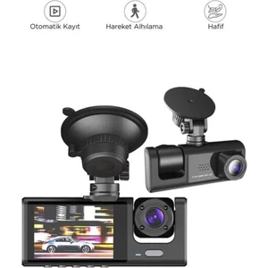 BGG Tech 1080 P Araç Içi 3 Kameralı LCD Ekranlı Siyah Kamera Gece Görüşlü