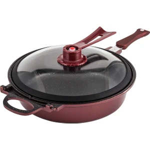 Ppp 3261 32Cm Bio Granit Vakumlu Cam Kapaklı Çift Taraflı Tava