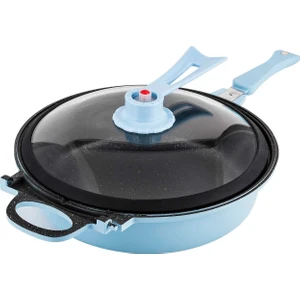 Ppp 3261 32Cm Bio Granit Vakumlu Cam Kapaklı Çift Taraflı Tava