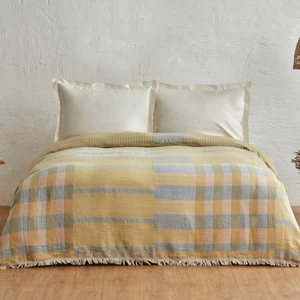 Karaca Home Striped  Pamuk Çift Kişilik Müslin Pike Mavi