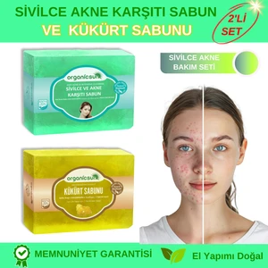 2'Li Set Doğal Kükürt Sabunu Ve Sivilce Ve Akne Karşıtı Sabun Sivilce Karşıtı Sabun Seti