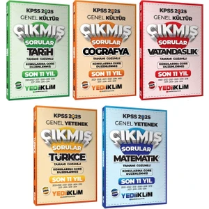 Yediiklim Yayınları 2025 KPSS Tarih Son 11 Yıl Çıkmış Sorular - Matematik Son 11 Yıl Çıkmış Sorular - Vatandaşlık Son 11 Yıl Çıkmış Sorular 5'li Set