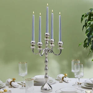 Karaca Home Arlen 5'li Şamdan Silver 42X29 cm