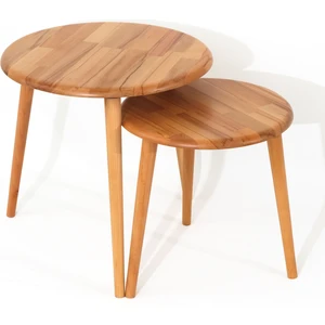 Faw Decor Yuvarlak Masif Doğal Naturel Tekli 2'li 3'lü Zigon Sehpa Set Modern Masif Yan Sehpa Seti