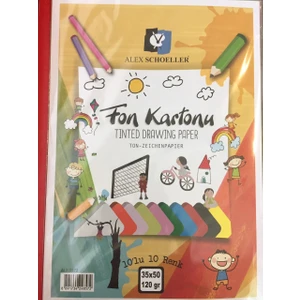 Alex Schoeller Fon Kartonu 35X50 CM.120 Gr.10 Renk Karışık Poşet (ALX-0572)