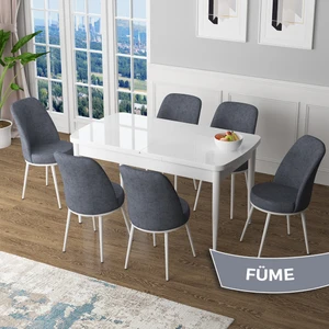 Zen Serisi Açılabilir Beyaz Mdf 80X132 Mutfak Masa Takımı 6 Adet Sandalye