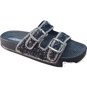 Siyah Taşlı Anatomik Casual Terlik
