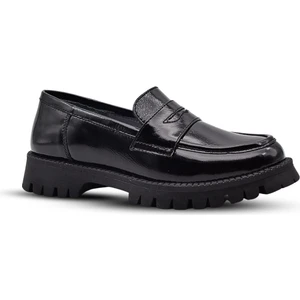 Kids A More Kids A More Vintage  Deri Loafer Kız Çocuk Okul Ayakkabısı Siyah Rugan