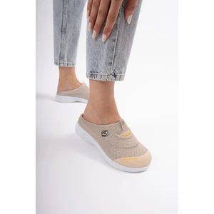 Sandal Spor Kadın Kaymaz İnce Taban Ortopedik File Sabo Doktor Hemşire Hastane Aşçı Terliği SS001-0258 Bej
