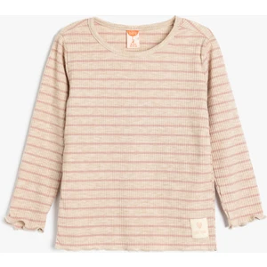 Uzun Kollu T-Shirt Yuvarlak Yaka Ribanalı