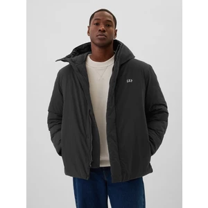 Erkek Siyah Geri Dönüştürülmüş Gap Logo Puffer Şişme Mont