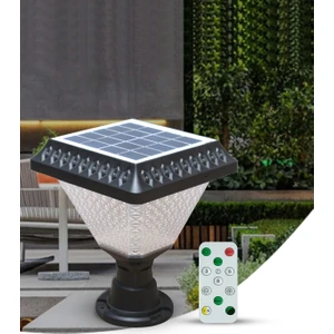 Hero Led 50W Kumandalı Solar Set Üstü Bahçe Armatürü IP65 Beyaz + Günışığı + 4000K + RGB Renk