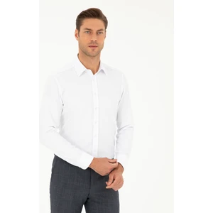 Pierre Cardin Erkek Beyaz Slim Fit Armürlü Uzun Kollu Gömlek 50298054-VR013