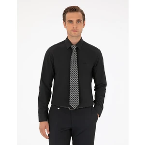 Pierre Cardin Erkek Siyah Slim Fit Uzun Kollu Basic Gömlek 50292552-VR046