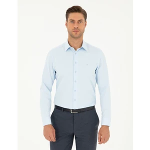 Pierre Cardin Erkek Açık Mavi Slim Fit Armürlü Uzun Kollu Gömlek 50298040-VR003