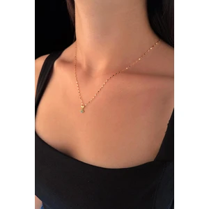 Fiyonk Kuyumculuk 14 Ayar Altın Işıltılı Aynalı Zincir Kirpik Uçlu Kolye