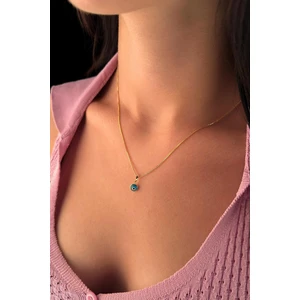 Fiyonk Kuyumculuk 14 Ayar Altın İpek Zincir Mavi Gözlü Nazar Kolye