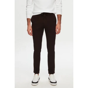 Slim Fit Kahverengi Beli Lastikli Bağcıklı Fermuarlı Likralı Rahat Jogger Pantolon 2HC03ORTJGR01