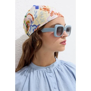 Desenli Pamuklu Fular Yaz Sezonu İçin Şık Renkli 57x57 cm Kadın Aksesuarı