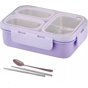 Çelik Beslenme Kabı 3 Bölmeli 620Ml Lila VGN-7097