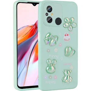 Techno Guru Redmi 12C Kılıf Kabartma Figürlü Parlak Zore Toys Silikon Kapak