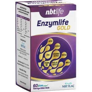 Nbt İlaç Nbtlife Enzymlife Gold Enzim Kompleksi, Bacillus Subtilis, Karabiber ve Vitamin Içeren Takviye Edici Gıda 60 Kapsül