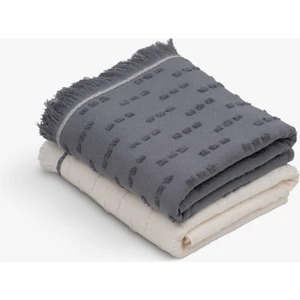 Green Black Pera 2'li Mutfak Havlusu Krem-Lacivert