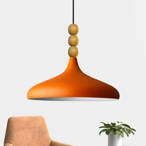 Turuncu Champion Ahşap Boncuklu Tekli Avize Sarkıt Salon Mutfak Butik Lamba