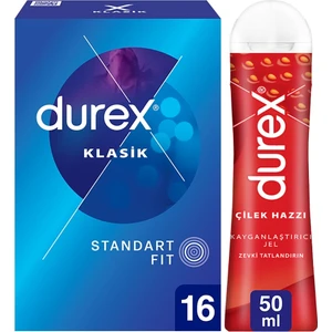 Klasik Kondom 16 Lı Ve Durex  Jel Çilek Haz 50 Ml