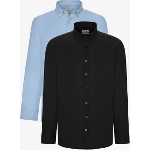 Altınyıldız Classics 2'li Pamuklu Kolay Ütülenebliir Slim Fit Dar Kesim Düğmeli Yaka Oxford Gömlek Paketi