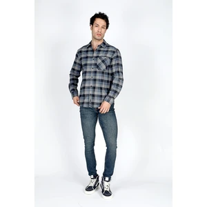 Lee Cooper Alpin Erkek Dokuma U.kol Gömlek Indigo-Lacivert