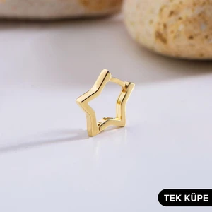 14 Ayar Yıldız Tek Halka Altın Küpe 0,67 gr