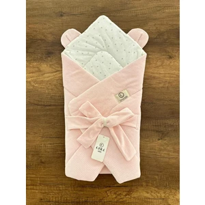 Yeni Doğan Pembe Kadife Kundak / 3 Lü Mendil Hediyeli