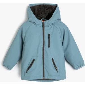 Kapşonlu Yağmurluk Peluş Astarlı Cepli