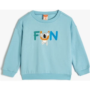 Sweatshirt Koala Baskılı Uzun Kollu Şardonlu Pamuklu