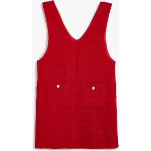 Jile Tüvit Elbise Cep Detaylı Kalın Askılı