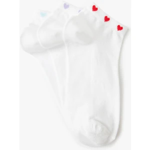 3'lü Patik Çorap Seti Kalp Desenli