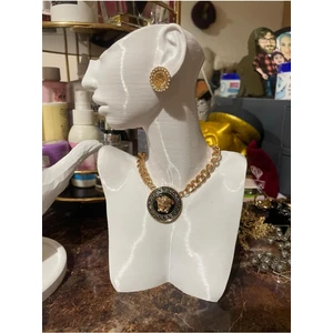 Design By Dekoratif Takı Organizer Manken Teşhir Standı - Şık Makyaj Mücevher Kolye Tasarım Sergi Yüzük 20CM
