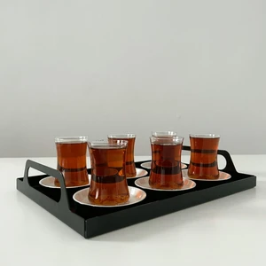 Erfum Kulplu Metal Tepsi Dekoratif Tepsi Çay Kahve Tepsi Günlük Tepsi